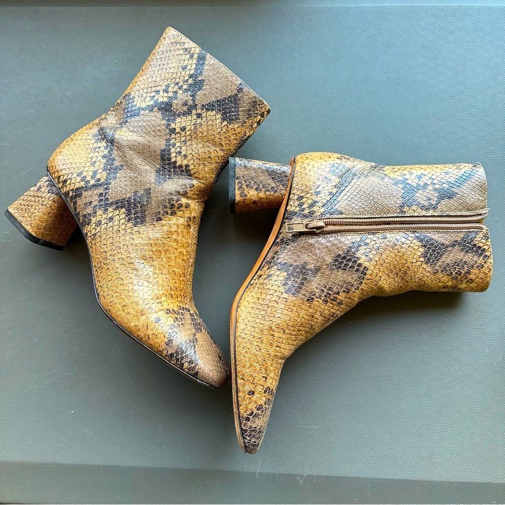Vince Saffron Yellow Snake Pattern Bootie - US 7 used!